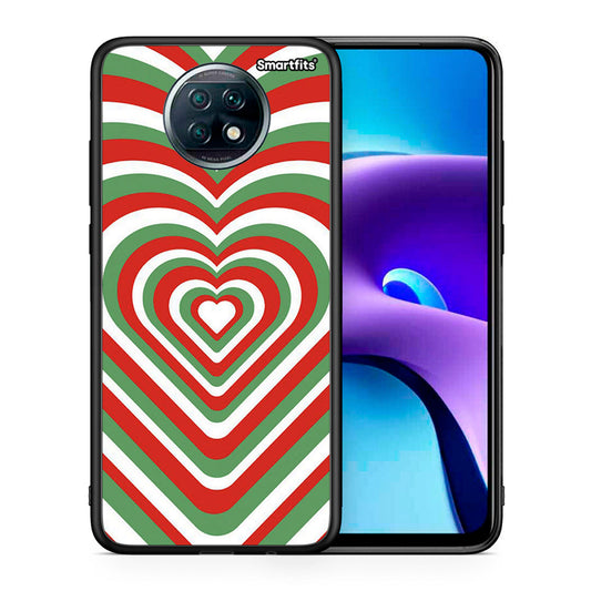 Θήκη Xiaomi Redmi Note 9T Christmas Hearts από τη Smartfits με σχέδιο στο πίσω μέρος και μαύρο περίβλημα | Xiaomi Redmi Note 9T Christmas Hearts case with colorful back and black bezels