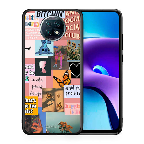 Θήκη Αγίου Βαλεντίνου Xiaomi Redmi Note 9T Collage Bitchin από τη Smartfits με σχέδιο στο πίσω μέρος και μαύρο περίβλημα | Xiaomi Redmi Note 9T Collage Bitchin case with colorful back and black bezels