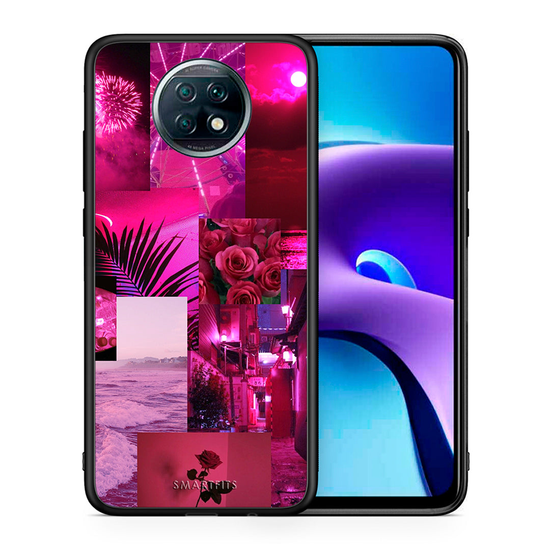 Θήκη Αγίου Βαλεντίνου Xiaomi Redmi Note 9T Collage Red Roses από τη Smartfits με σχέδιο στο πίσω μέρος και μαύρο περίβλημα | Xiaomi Redmi Note 9T Collage Red Roses case with colorful back and black bezels