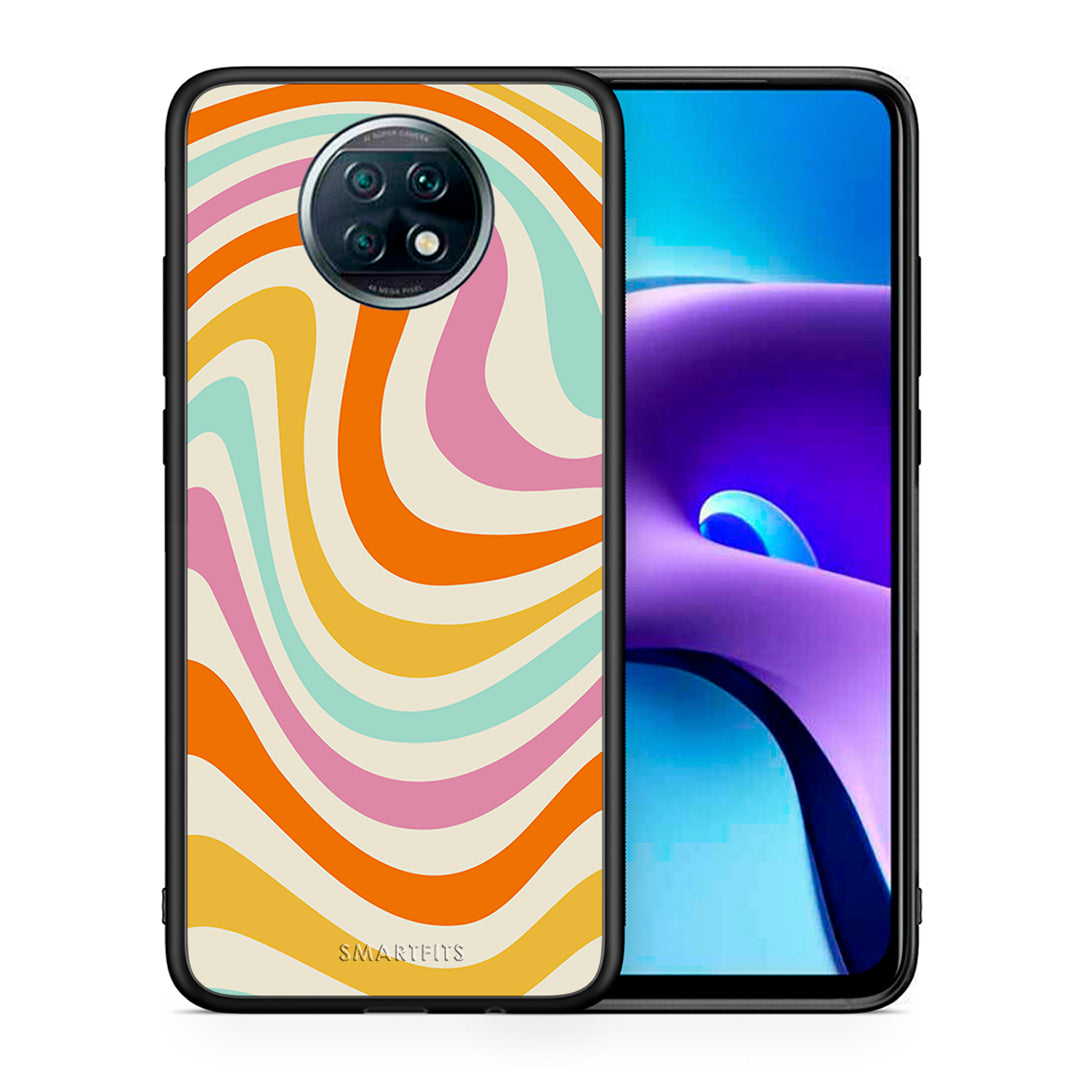 Θήκη Xiaomi Redmi Note 9T Colourful Waves από τη Smartfits με σχέδιο στο πίσω μέρος και μαύρο περίβλημα | Xiaomi Redmi Note 9T Colourful Waves case with colorful back and black bezels