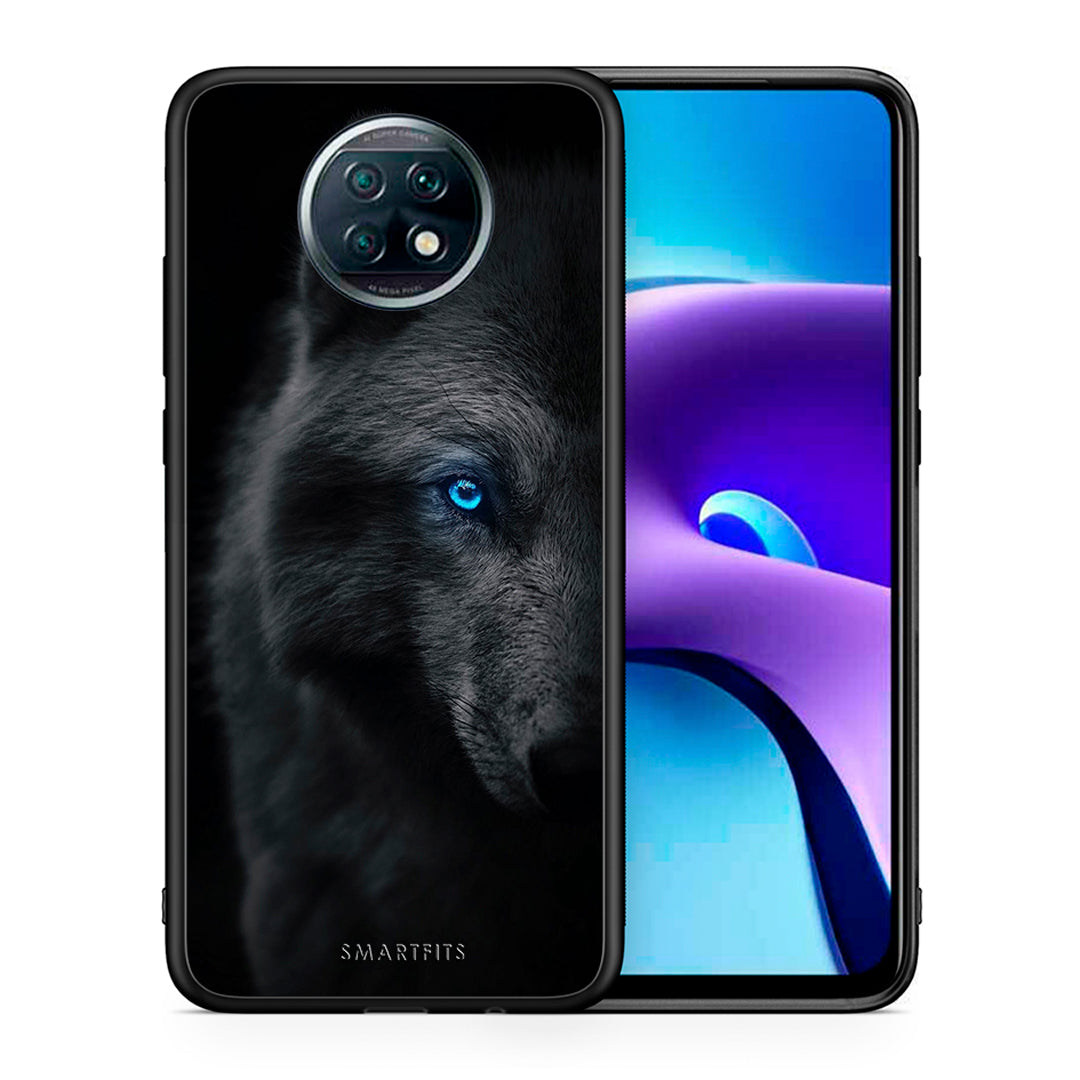 Θήκη Xiaomi Redmi Note 9T Dark Wolf από τη Smartfits με σχέδιο στο πίσω μέρος και μαύρο περίβλημα | Xiaomi Redmi Note 9T Dark Wolf case with colorful back and black bezels