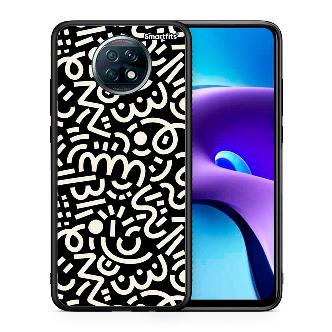 Θήκη Xiaomi Redmi Note 9T Doodle Art από τη Smartfits με σχέδιο στο πίσω μέρος και μαύρο περίβλημα | Xiaomi Redmi Note 9T Doodle Art case with colorful back and black bezels