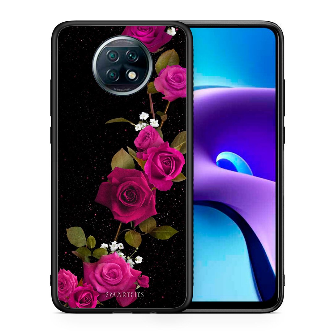 Θήκη Xiaomi Redmi Note 9T Red Roses Flower από τη Smartfits με σχέδιο στο πίσω μέρος και μαύρο περίβλημα | Xiaomi Redmi Note 9T Red Roses Flower case with colorful back and black bezels