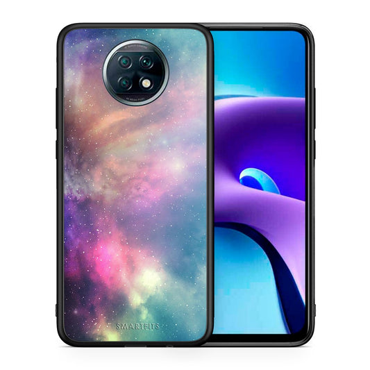 Θήκη Xiaomi Redmi Note 9T Rainbow Galaxy από τη Smartfits με σχέδιο στο πίσω μέρος και μαύρο περίβλημα | Xiaomi Redmi Note 9T Rainbow Galaxy case with colorful back and black bezels