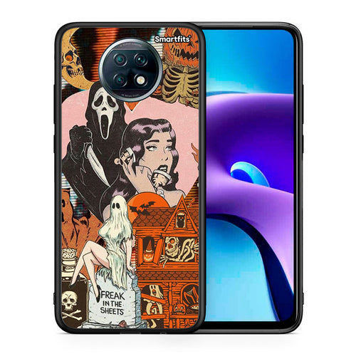 Θήκη Xiaomi Redmi Note 9T Halloween Collage από τη Smartfits με σχέδιο στο πίσω μέρος και μαύρο περίβλημα | Xiaomi Redmi Note 9T Halloween Collage case with colorful back and black bezels
