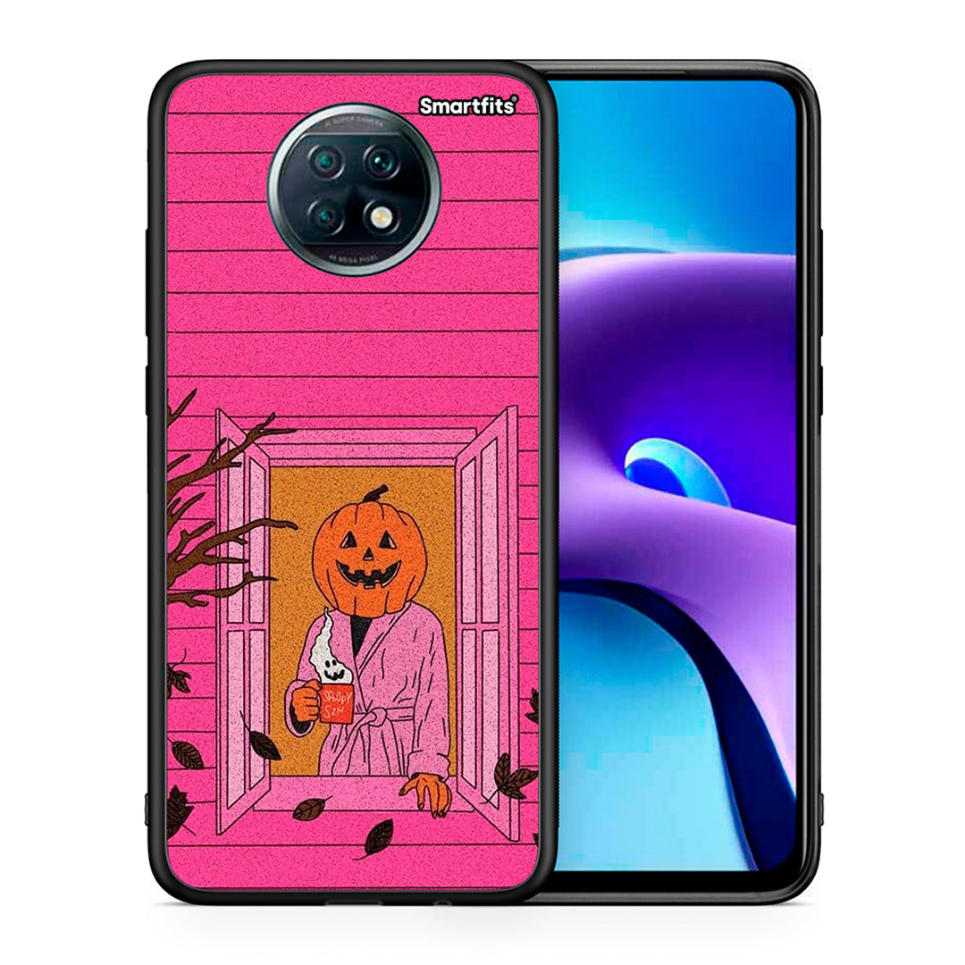 Θήκη Xiaomi Redmi Note 9T Halloween Pumpkin Lady από τη Smartfits με σχέδιο στο πίσω μέρος και μαύρο περίβλημα | Xiaomi Redmi Note 9T Halloween Pumpkin Lady case with colorful back and black bezels