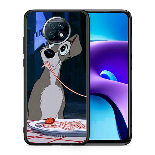 Θήκη Αγίου Βαλεντίνου Xiaomi Redmi Note 9T Lady And Tramp 1 από τη Smartfits με σχέδιο στο πίσω μέρος και μαύρο περίβλημα | Xiaomi Redmi Note 9T Lady And Tramp 1 case with colorful back and black bezels