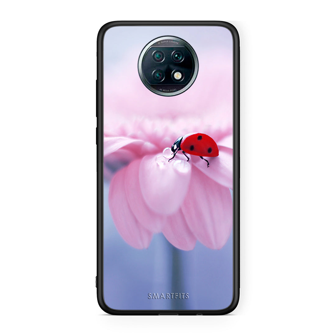 Xiaomi Redmi Note 9T Ladybug Flower θήκη από τη Smartfits με σχέδιο στο πίσω μέρος και μαύρο περίβλημα | Smartphone case with colorful back and black bezels by Smartfits