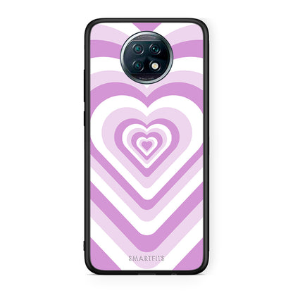 Xiaomi Redmi Note 9T Lilac Hearts θήκη από τη Smartfits με σχέδιο στο πίσω μέρος και μαύρο περίβλημα | Smartphone case with colorful back and black bezels by Smartfits