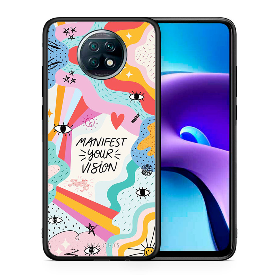 Θήκη Xiaomi Redmi Note 9T Manifest Your Vision από τη Smartfits με σχέδιο στο πίσω μέρος και μαύρο περίβλημα | Xiaomi Redmi Note 9T Manifest Your Vision case with colorful back and black bezels