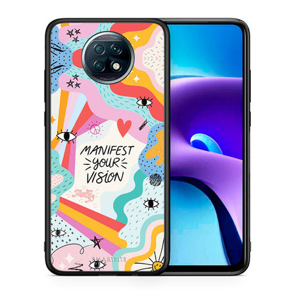 Θήκη Xiaomi Redmi Note 9T Manifest Your Vision από τη Smartfits με σχέδιο στο πίσω μέρος και μαύρο περίβλημα | Xiaomi Redmi Note 9T Manifest Your Vision case with colorful back and black bezels
