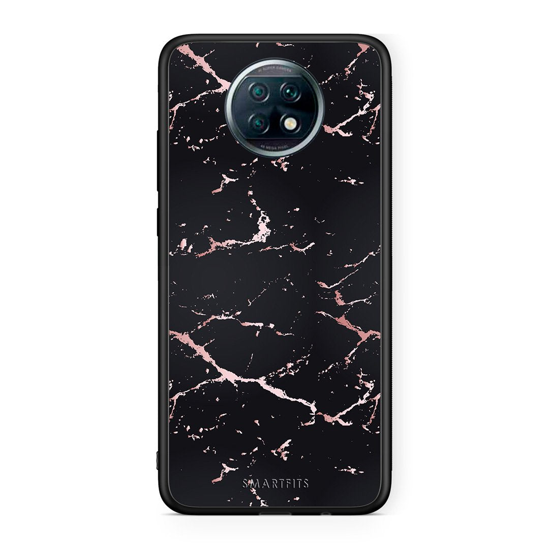 4 - Xiaomi Redmi Note 9T Black Rosegold Marble case, cover, bumper