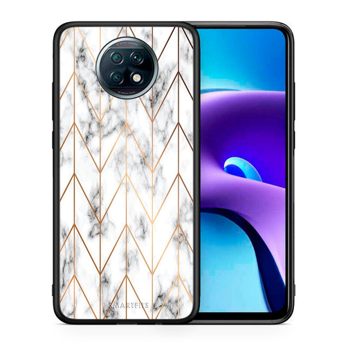 Θήκη Xiaomi Redmi Note 9T Gold Geometric Marble από τη Smartfits με σχέδιο στο πίσω μέρος και μαύρο περίβλημα | Xiaomi Redmi Note 9T Gold Geometric Marble case with colorful back and black bezels