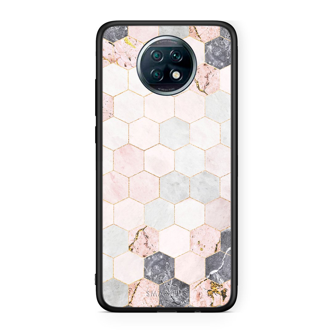 4 - Xiaomi Redmi Note 9T Hexagon Pink Marble case, cover, bumper