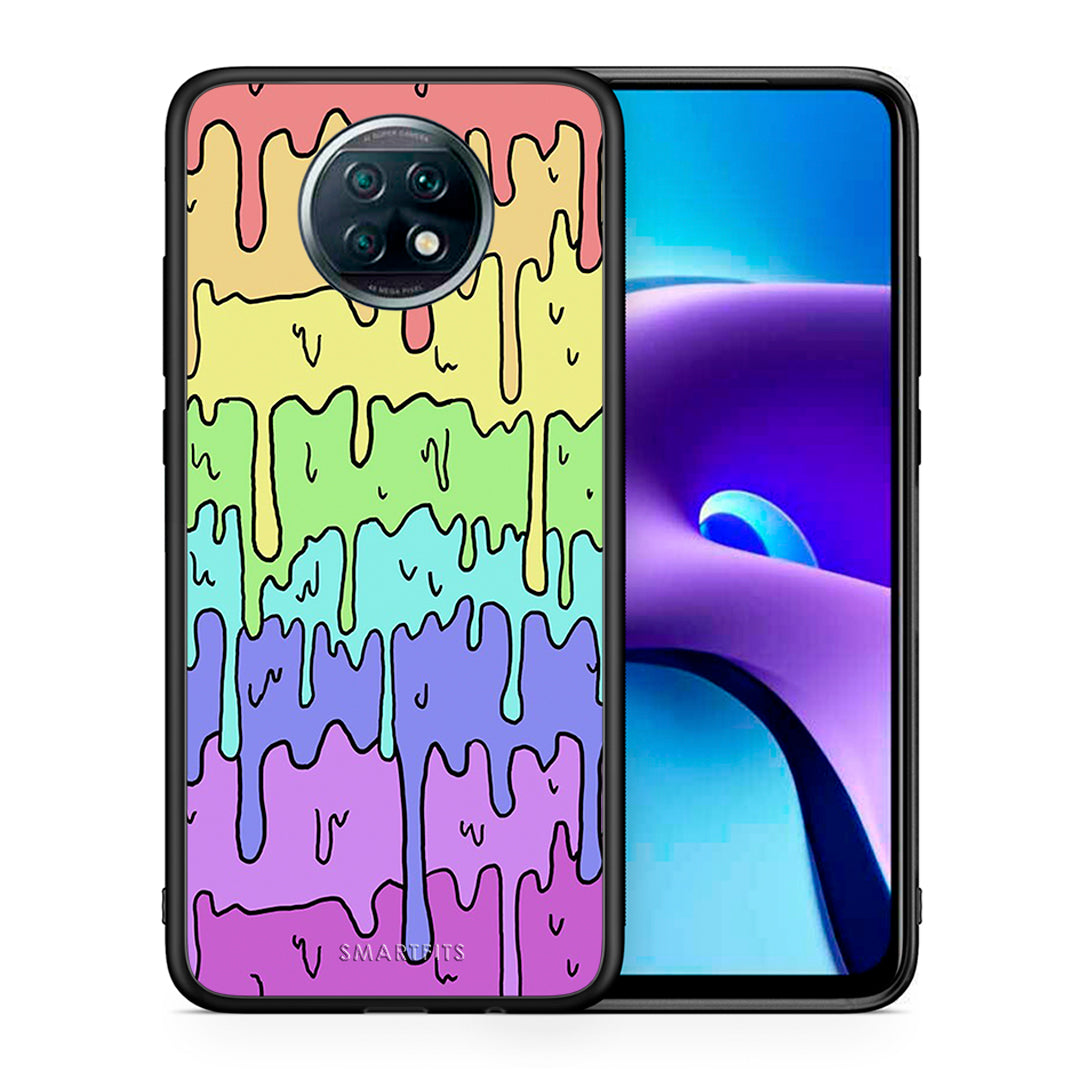 Θήκη Xiaomi Redmi Note 9T Melting Rainbow από τη Smartfits με σχέδιο στο πίσω μέρος και μαύρο περίβλημα | Xiaomi Redmi Note 9T Melting Rainbow case with colorful back and black bezels