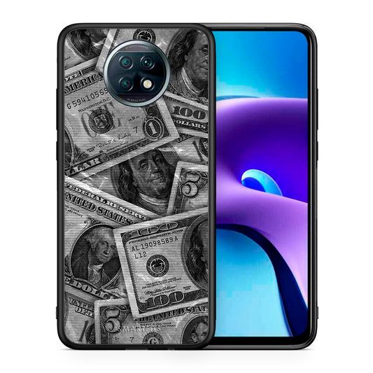 Θήκη Xiaomi Redmi Note 9T Money Dollars από τη Smartfits με σχέδιο στο πίσω μέρος και μαύρο περίβλημα | Xiaomi Redmi Note 9T Money Dollars case with colorful back and black bezels