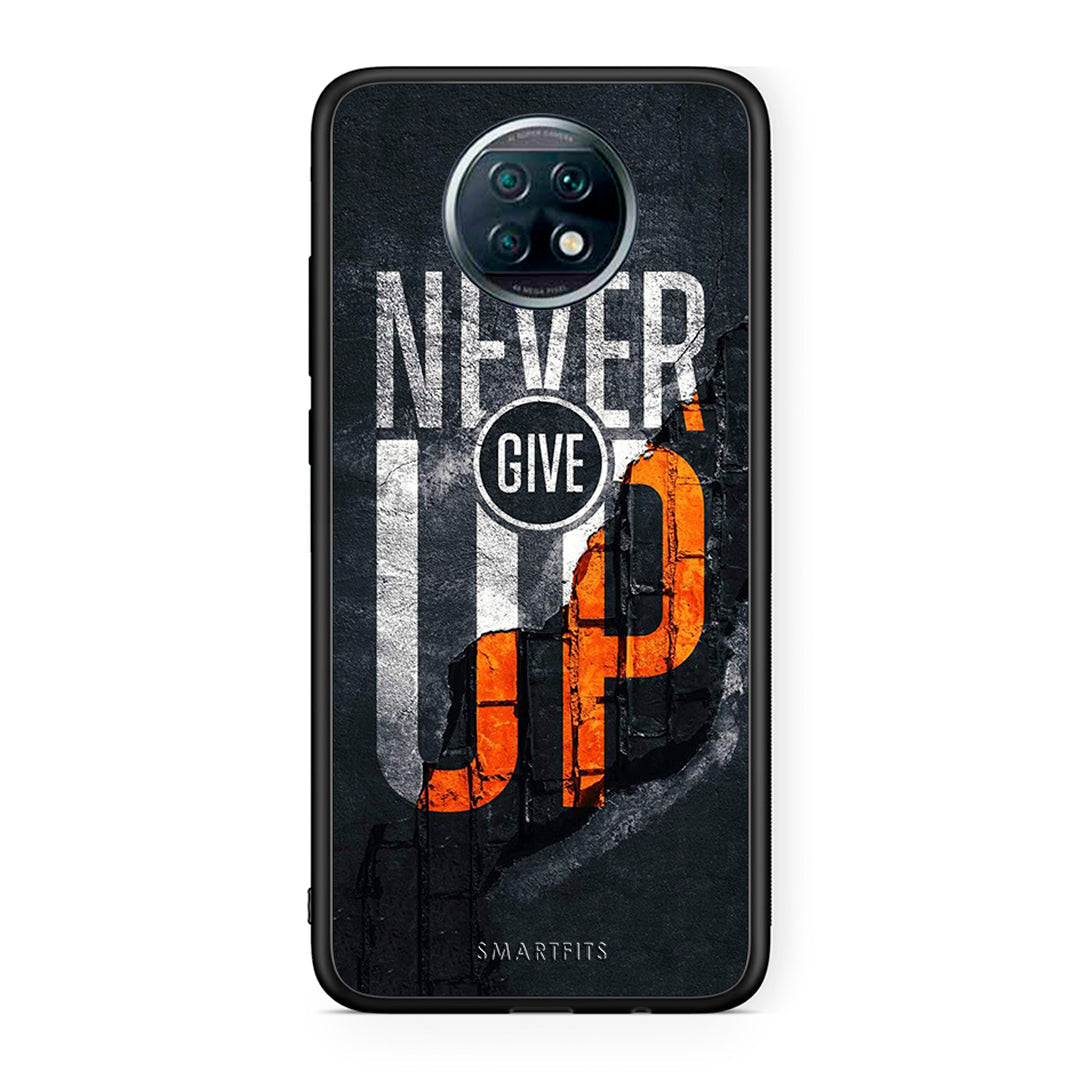 Xiaomi Redmi Note 9T Never Give Up Θήκη Αγίου Βαλεντίνου από τη Smartfits με σχέδιο στο πίσω μέρος και μαύρο περίβλημα | Smartphone case with colorful back and black bezels by Smartfits