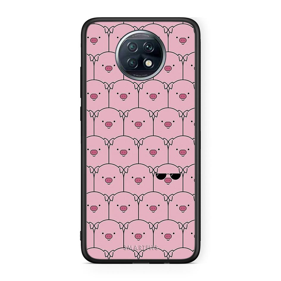 Xiaomi Redmi Note 9T Pig Glasses θήκη από τη Smartfits με σχέδιο στο πίσω μέρος και μαύρο περίβλημα | Smartphone case with colorful back and black bezels by Smartfits