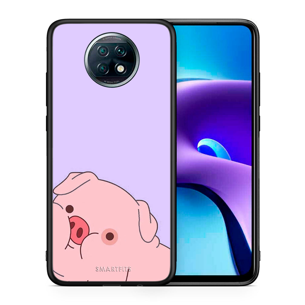 Θήκη Αγίου Βαλεντίνου Xiaomi Redmi Note 9T Pig Love 2 από τη Smartfits με σχέδιο στο πίσω μέρος και μαύρο περίβλημα | Xiaomi Redmi Note 9T Pig Love 2 case with colorful back and black bezels