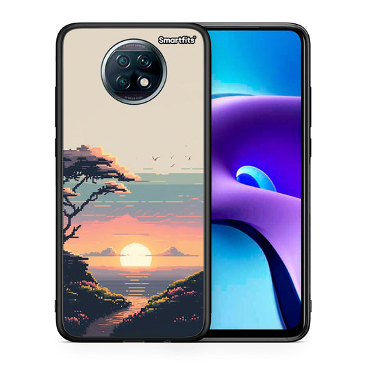 Θήκη Xiaomi Redmi Note 9T Pixel Sunset από τη Smartfits με σχέδιο στο πίσω μέρος και μαύρο περίβλημα | Xiaomi Redmi Note 9T Pixel Sunset case with colorful back and black bezels