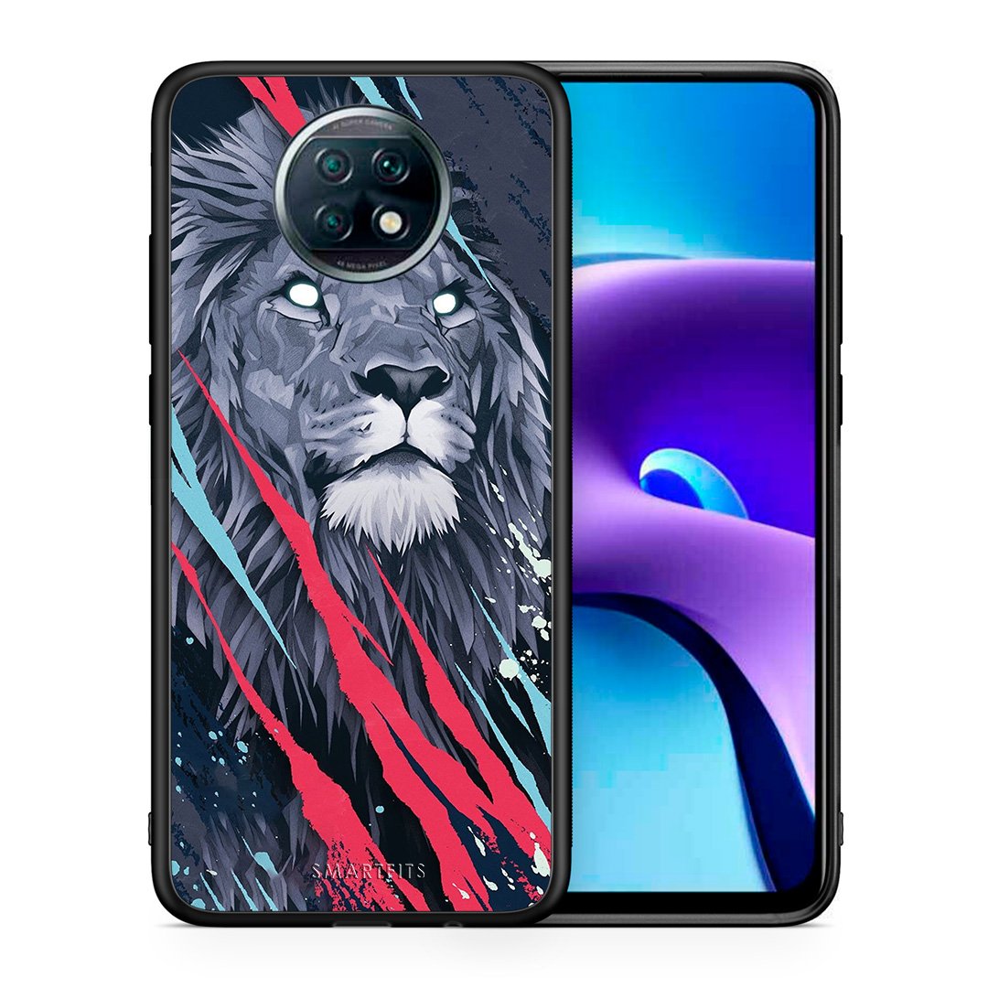 Θήκη Xiaomi Redmi Note 9T Lion Designer PopArt από τη Smartfits με σχέδιο στο πίσω μέρος και μαύρο περίβλημα | Xiaomi Redmi Note 9T Lion Designer PopArt case with colorful back and black bezels