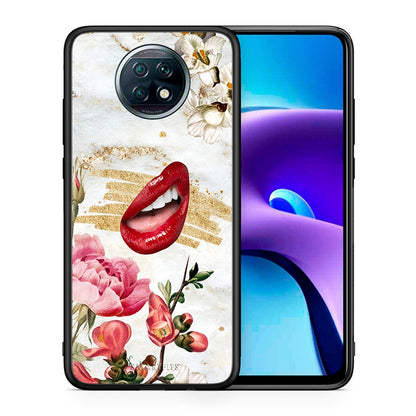 Θήκη Xiaomi Redmi Note 9T Red Lips από τη Smartfits με σχέδιο στο πίσω μέρος και μαύρο περίβλημα | Xiaomi Redmi Note 9T Red Lips case with colorful back and black bezels