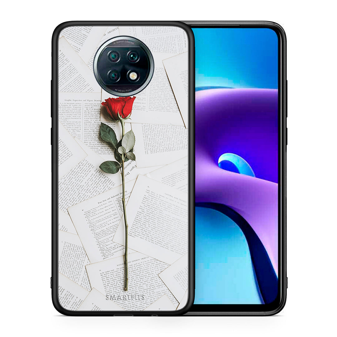 Θήκη Xiaomi Redmi Note 9T Red Rose από τη Smartfits με σχέδιο στο πίσω μέρος και μαύρο περίβλημα | Xiaomi Redmi Note 9T Red Rose case with colorful back and black bezels