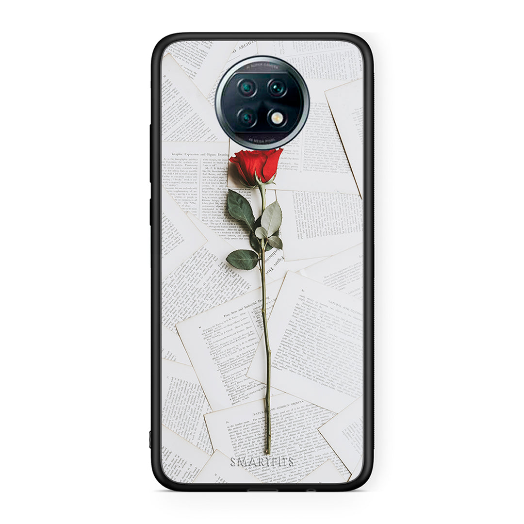 Xiaomi Redmi Note 9T Red Rose θήκη από τη Smartfits με σχέδιο στο πίσω μέρος και μαύρο περίβλημα | Smartphone case with colorful back and black bezels by Smartfits