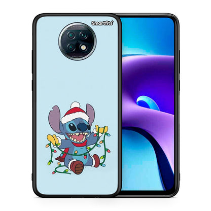 Θήκη Xiaomi Redmi Note 9T Santa Stich από τη Smartfits με σχέδιο στο πίσω μέρος και μαύρο περίβλημα | Xiaomi Redmi Note 9T Santa Stich case with colorful back and black bezels