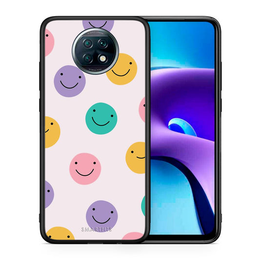 Θήκη Xiaomi Redmi Note 9T Smiley Faces από τη Smartfits με σχέδιο στο πίσω μέρος και μαύρο περίβλημα | Xiaomi Redmi Note 9T Smiley Faces case with colorful back and black bezels