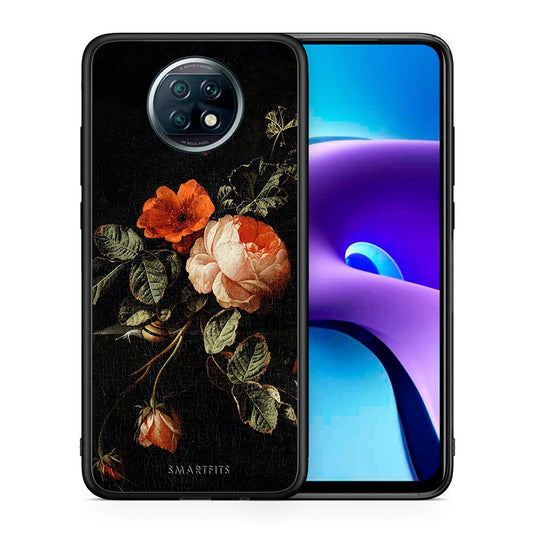 Θήκη Xiaomi Redmi Note 9T Vintage Roses από τη Smartfits με σχέδιο στο πίσω μέρος και μαύρο περίβλημα | Xiaomi Redmi Note 9T Vintage Roses case with colorful back and black bezels