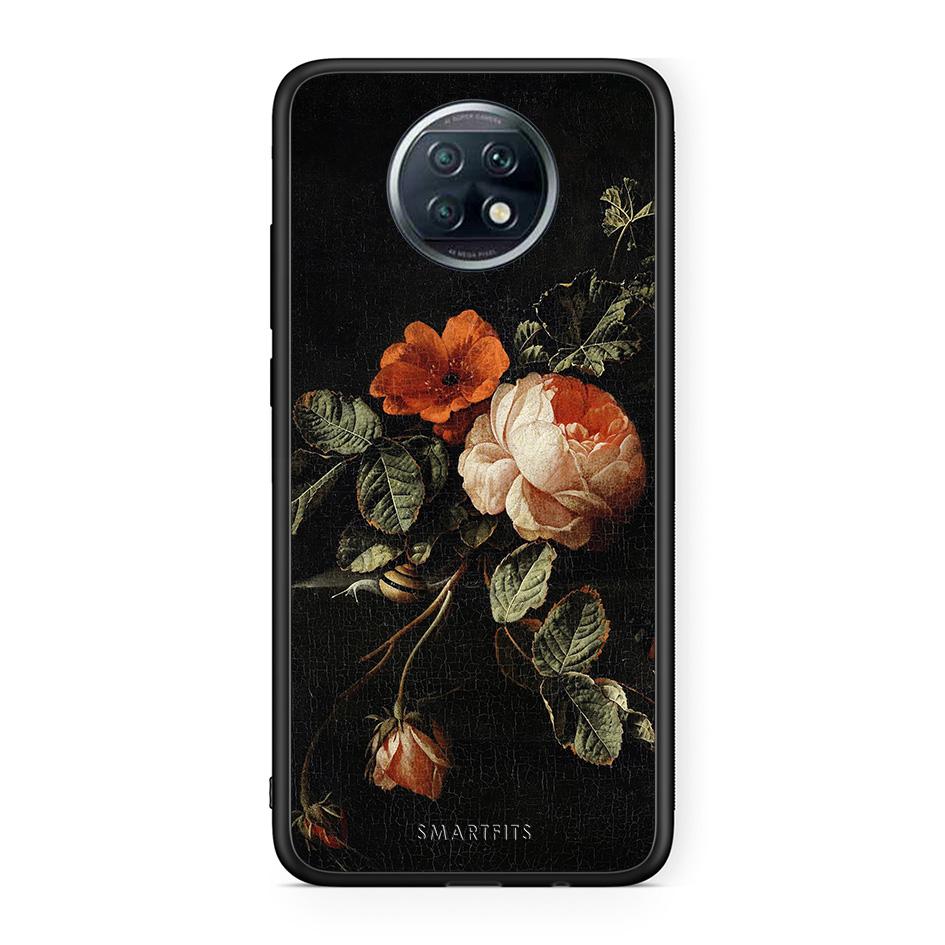 Xiaomi Redmi Note 9T Vintage Roses θήκη από τη Smartfits με σχέδιο στο πίσω μέρος και μαύρο περίβλημα | Smartphone case with colorful back and black bezels by Smartfits