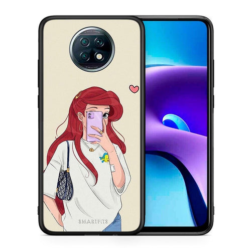 Θήκη Xiaomi Redmi Note 9T Walking Mermaid από τη Smartfits με σχέδιο στο πίσω μέρος και μαύρο περίβλημα | Xiaomi Redmi Note 9T Walking Mermaid case with colorful back and black bezels