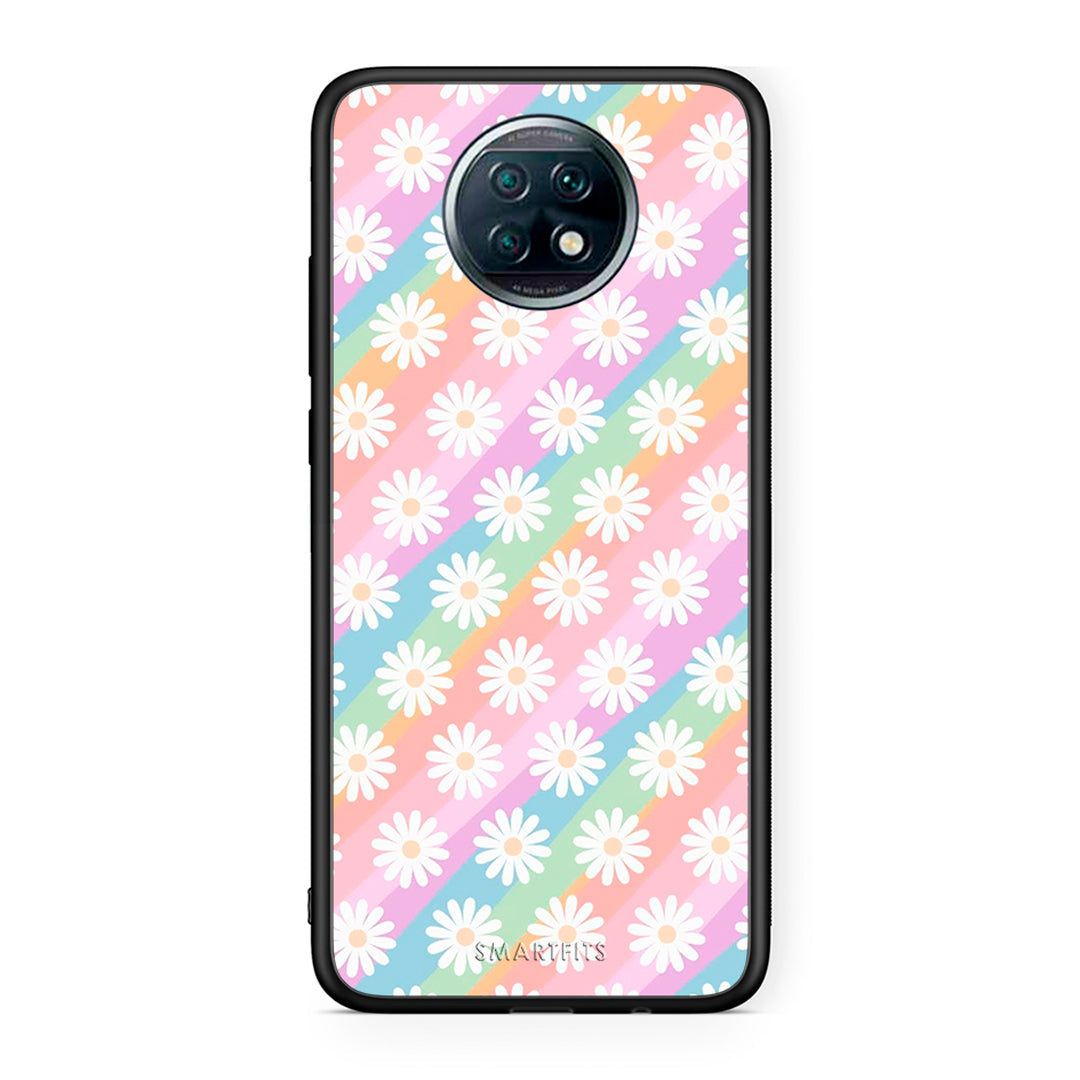 Xiaomi Redmi Note 9T White Daisies θήκη από τη Smartfits με σχέδιο στο πίσω μέρος και μαύρο περίβλημα | Smartphone case with colorful back and black bezels by Smartfits