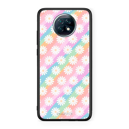 Xiaomi Redmi Note 9T White Daisies θήκη από τη Smartfits με σχέδιο στο πίσω μέρος και μαύρο περίβλημα | Smartphone case with colorful back and black bezels by Smartfits