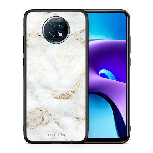 Θήκη Xiaomi Redmi Note 9T White Gold Marble από τη Smartfits με σχέδιο στο πίσω μέρος και μαύρο περίβλημα | Xiaomi Redmi Note 9T White Gold Marble case with colorful back and black bezels