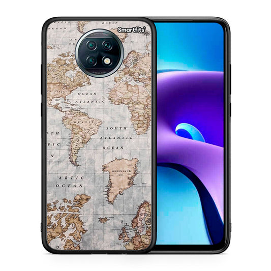Θήκη Xiaomi Redmi Note 9T World Map από τη Smartfits με σχέδιο στο πίσω μέρος και μαύρο περίβλημα | Xiaomi Redmi Note 9T World Map case with colorful back and black bezels
