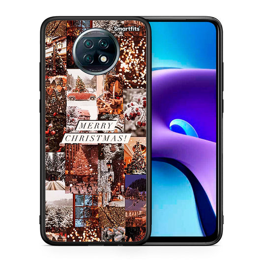 Θήκη Xiaomi Redmi Note 9T Xmas Collage από τη Smartfits με σχέδιο στο πίσω μέρος και μαύρο περίβλημα | Xiaomi Redmi Note 9T Xmas Collage case with colorful back and black bezels