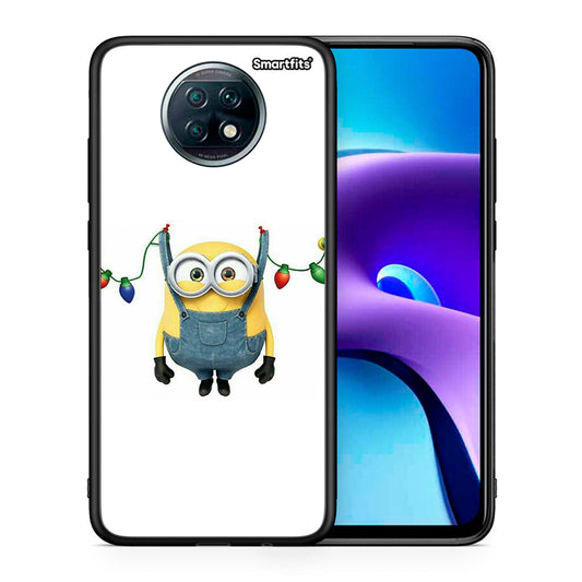 Θήκη Xiaomi Redmi Note 9T Xmas Minion Lights από τη Smartfits με σχέδιο στο πίσω μέρος και μαύρο περίβλημα | Xiaomi Redmi Note 9T Xmas Minion Lights case with colorful back and black bezels