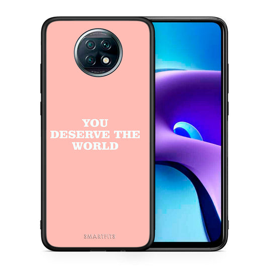 Θήκη Αγίου Βαλεντίνου Xiaomi Redmi Note 9T You Deserve The World από τη Smartfits με σχέδιο στο πίσω μέρος και μαύρο περίβλημα | Xiaomi Redmi Note 9T You Deserve The World case with colorful back and black bezels
