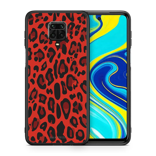Θήκη Xiaomi Redmi Note 9S / 9 Pro Red Leopard Animal από τη Smartfits με σχέδιο στο πίσω μέρος και μαύρο περίβλημα | Xiaomi Redmi Note 9S / 9 Pro Red Leopard Animal case with colorful back and black bezels