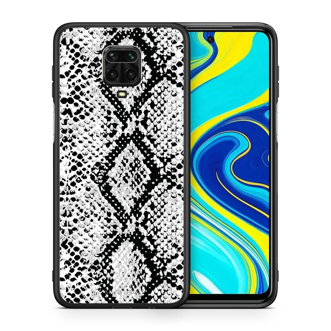 Θήκη Xiaomi Redmi Note 9S / 9 Pro White Snake Animal από τη Smartfits με σχέδιο στο πίσω μέρος και μαύρο περίβλημα | Xiaomi Redmi Note 9S / 9 Pro White Snake Animal case with colorful back and black bezels