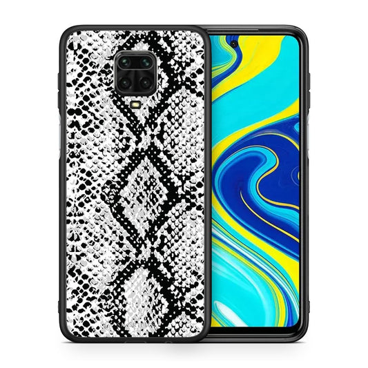 Θήκη Xiaomi Redmi Note 9S / 9 Pro White Snake Animal από τη Smartfits με σχέδιο στο πίσω μέρος και μαύρο περίβλημα | Xiaomi Redmi Note 9S / 9 Pro White Snake Animal case with colorful back and black bezels