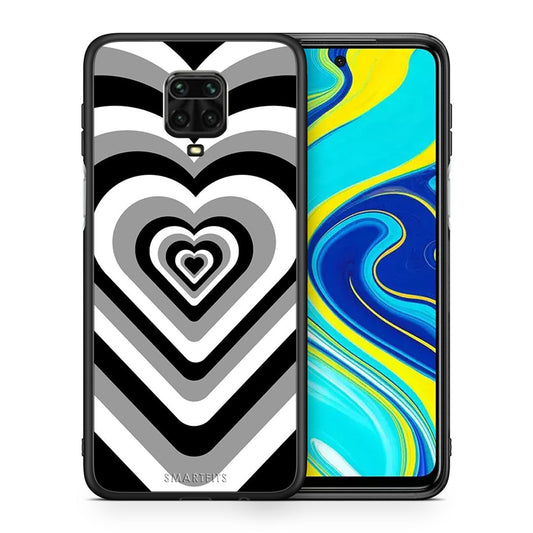 Θήκη Xiaomi Redmi Note 9S / 9 Pro Black Hearts από τη Smartfits με σχέδιο στο πίσω μέρος και μαύρο περίβλημα | Xiaomi Redmi Note 9S / 9 Pro Black Hearts case with colorful back and black bezels