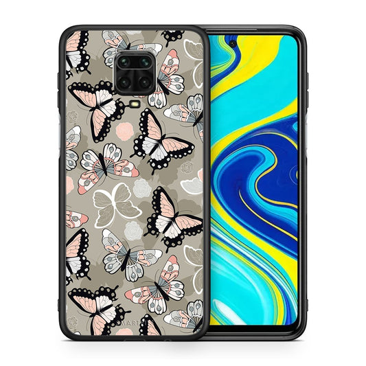 Θήκη Xiaomi Redmi Note 9S / 9 Pro Butterflies Boho από τη Smartfits με σχέδιο στο πίσω μέρος και μαύρο περίβλημα | Xiaomi Redmi Note 9S / 9 Pro Butterflies Boho case with colorful back and black bezels