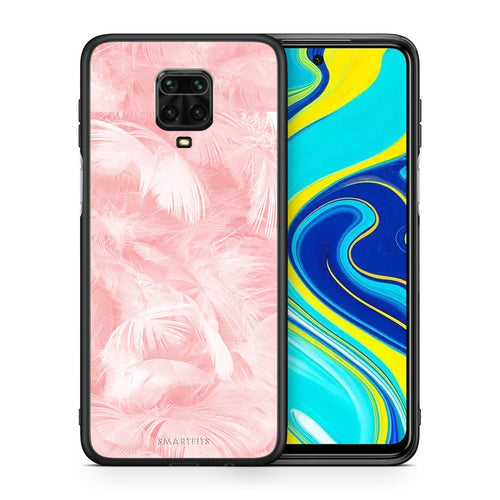 Θήκη Xiaomi Redmi Note 9S / 9 Pro Pink Feather Boho από τη Smartfits με σχέδιο στο πίσω μέρος και μαύρο περίβλημα | Xiaomi Redmi Note 9S / 9 Pro Pink Feather Boho case with colorful back and black bezels
