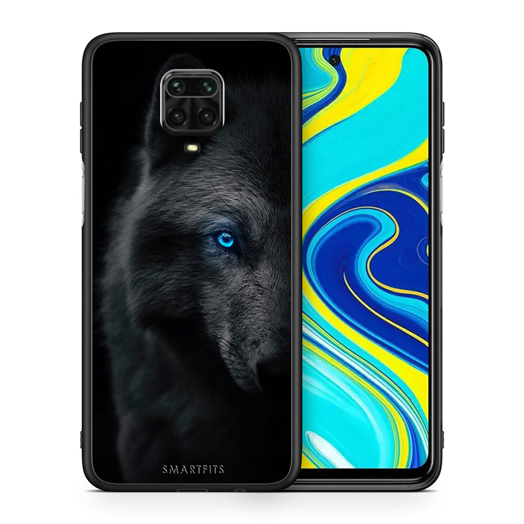 Θήκη Xiaomi Redmi Note 9S / 9 Pro Dark Wolf από τη Smartfits με σχέδιο στο πίσω μέρος και μαύρο περίβλημα | Xiaomi Redmi Note 9S / 9 Pro Dark Wolf case with colorful back and black bezels