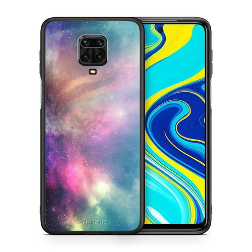 Θήκη Xiaomi Redmi Note 9S / 9 Pro Rainbow Galaxy από τη Smartfits με σχέδιο στο πίσω μέρος και μαύρο περίβλημα | Xiaomi Redmi Note 9S / 9 Pro Rainbow Galaxy case with colorful back and black bezels