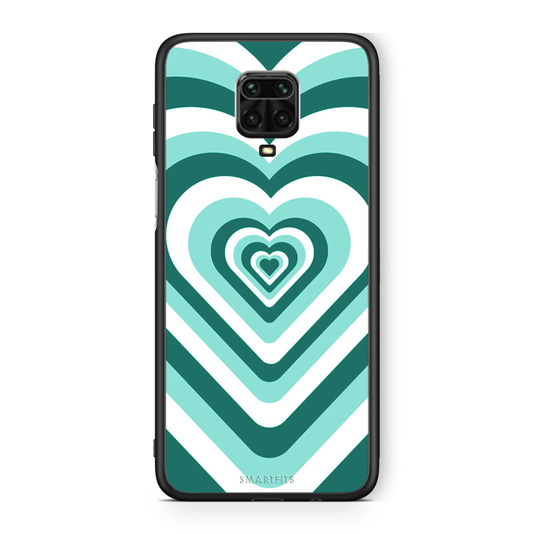 Xiaomi Redmi Note 9S / 9 Pro Green Hearts θήκη από τη Smartfits με σχέδιο στο πίσω μέρος και μαύρο περίβλημα | Smartphone case with colorful back and black bezels by Smartfits