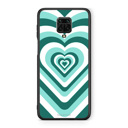 Xiaomi Redmi Note 9S / 9 Pro Green Hearts θήκη από τη Smartfits με σχέδιο στο πίσω μέρος και μαύρο περίβλημα | Smartphone case with colorful back and black bezels by Smartfits